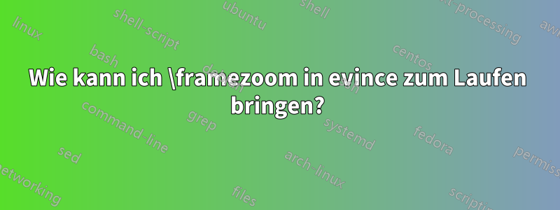 Wie kann ich \framezoom in evince zum Laufen bringen?