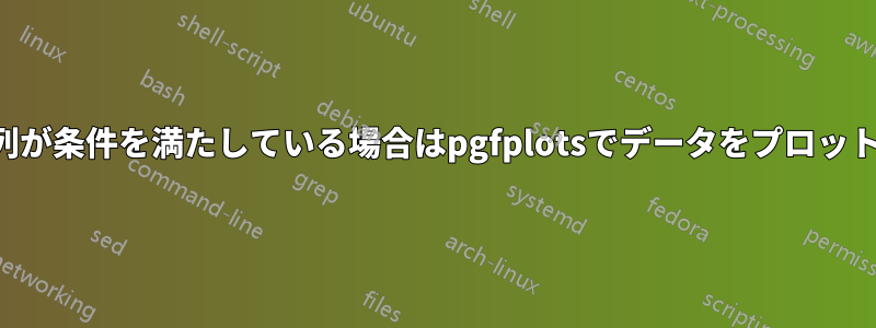 メタ列が条件を満たしている場合はpgfplotsでデータをプロットする