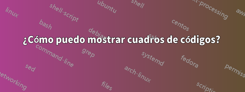 ¿Cómo puedo mostrar cuadros de códigos?