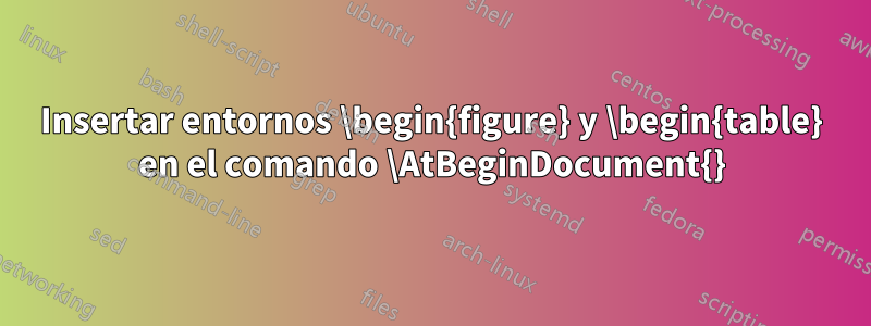 Insertar entornos \begin{figure} y \begin{table} en el comando \AtBeginDocument{}