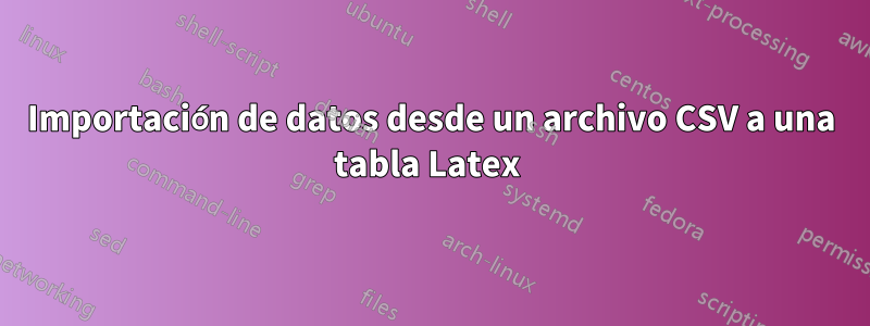 Importación de datos desde un archivo CSV a una tabla Latex 