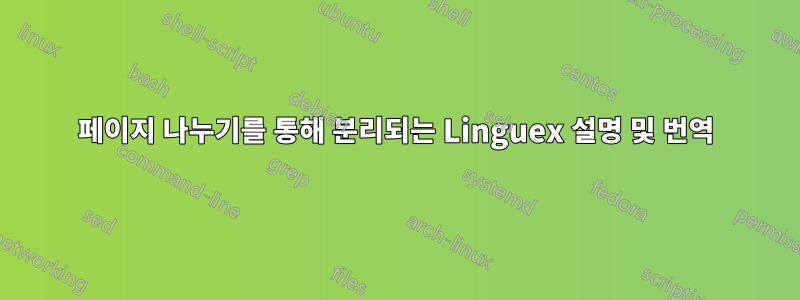 페이지 나누기를 통해 분리되는 Linguex 설명 및 번역