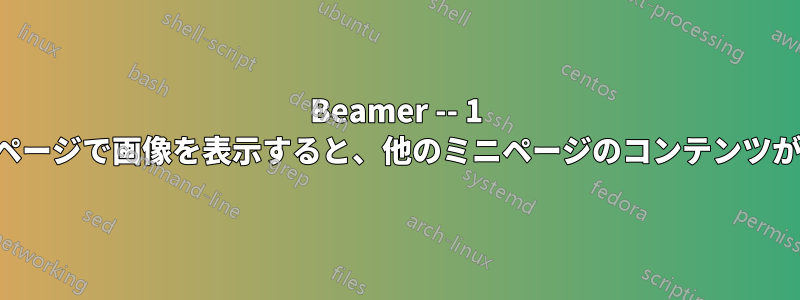 Beamer -- 1 つのミニページで画像を表示すると、他のミニページのコンテンツが移動する