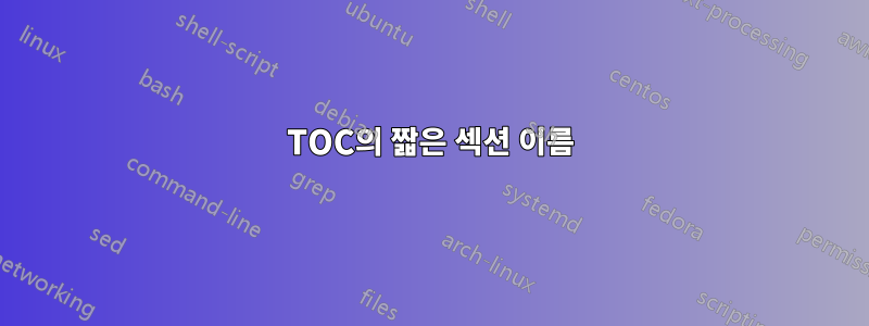 TOC의 짧은 섹션 이름