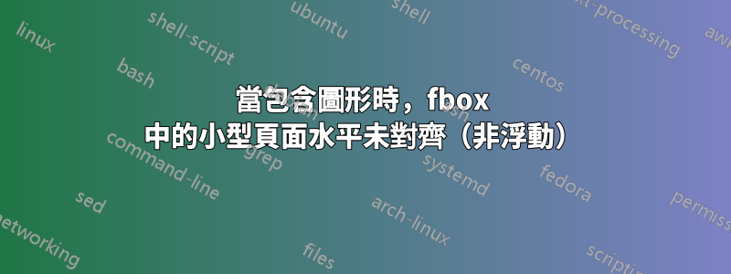 當包含圖形時，fbox 中的小型頁面水平未對齊（非浮動）