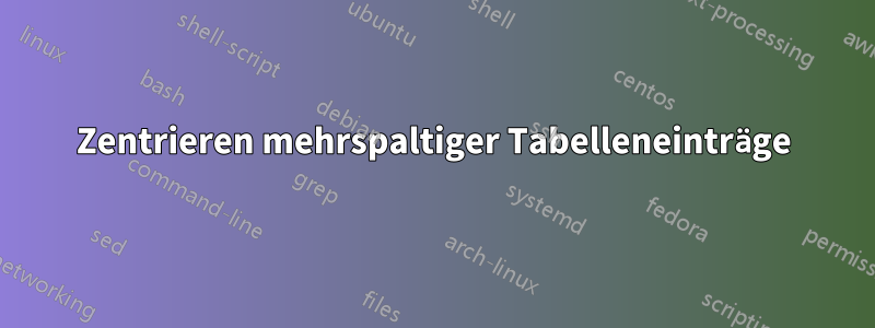 Zentrieren mehrspaltiger Tabelleneinträge