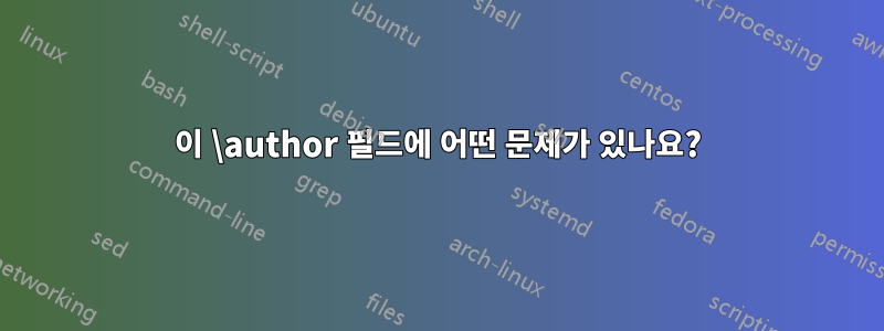 이 \author 필드에 어떤 문제가 있나요?