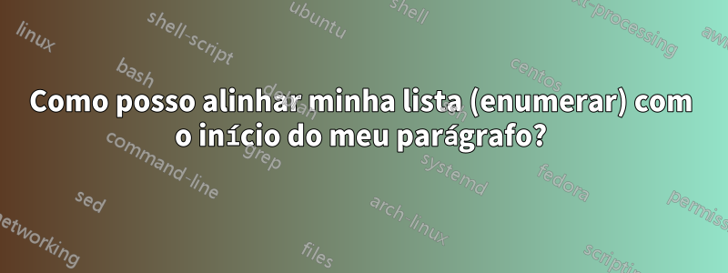 Como posso alinhar minha lista (enumerar) com o início do meu parágrafo?