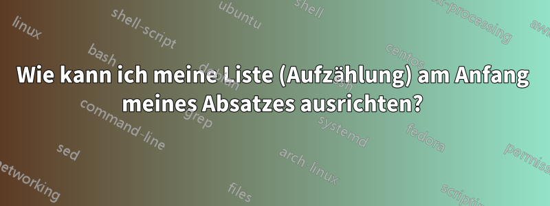 Wie kann ich meine Liste (Aufzählung) am Anfang meines Absatzes ausrichten?