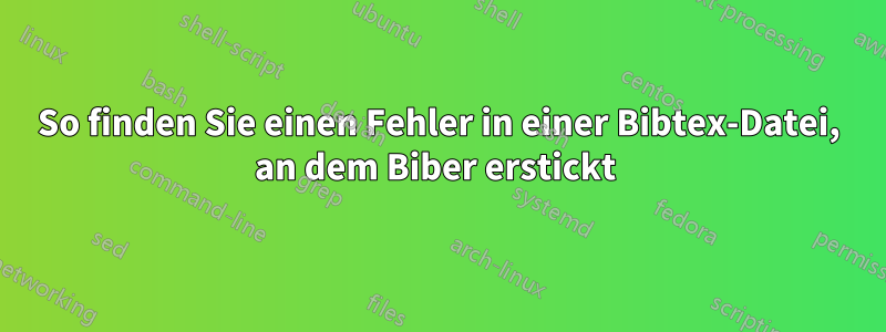 So finden Sie einen Fehler in einer Bibtex-Datei, an dem Biber erstickt 