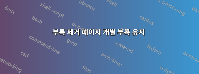 부록 제거 페이지 개별 부록 유지