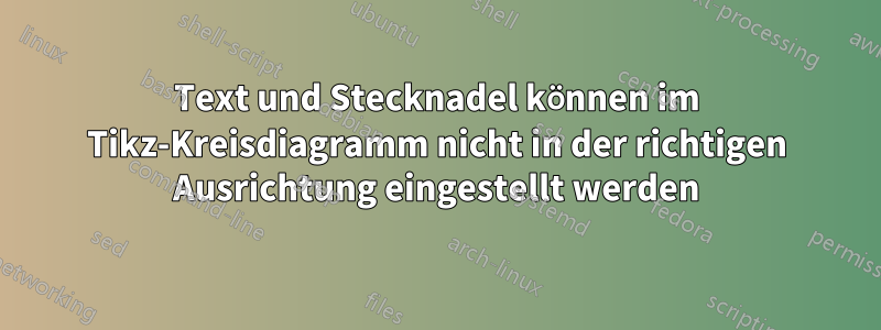 Text und Stecknadel können im Tikz-Kreisdiagramm nicht in der richtigen Ausrichtung eingestellt werden