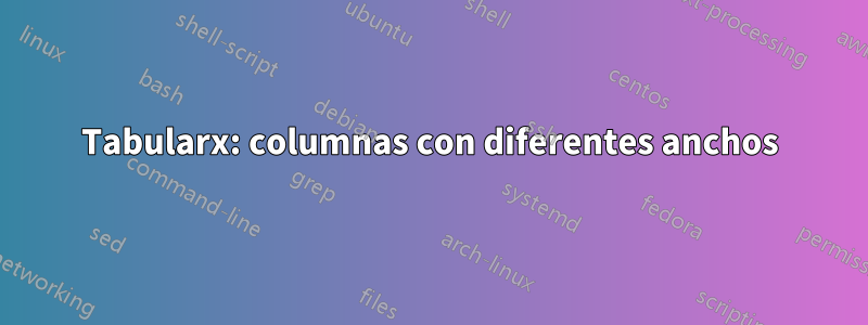 Tabularx: columnas con diferentes anchos