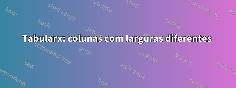 Tabularx: colunas com larguras diferentes