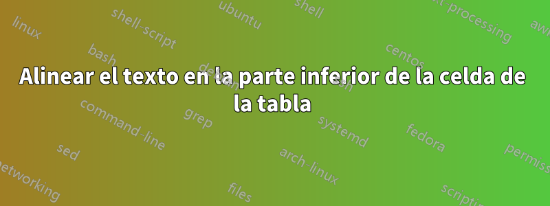 Alinear el texto en la parte inferior de la celda de la tabla