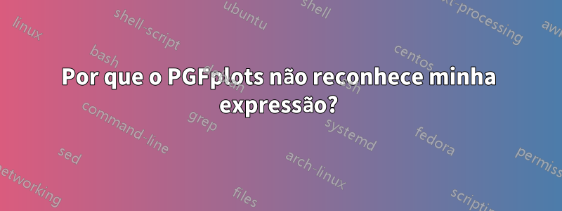 Por que o PGFplots não reconhece minha expressão?