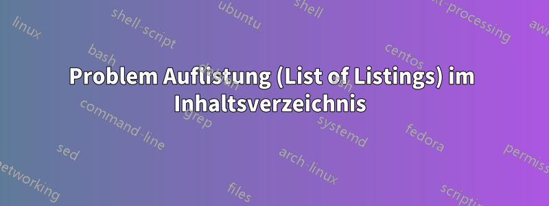 Problem Auflistung (List of Listings) im Inhaltsverzeichnis 