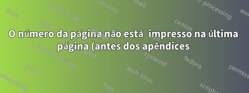 O número da página não está impresso na última página (antes dos apêndices)
