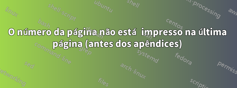 O número da página não está impresso na última página (antes dos apêndices)