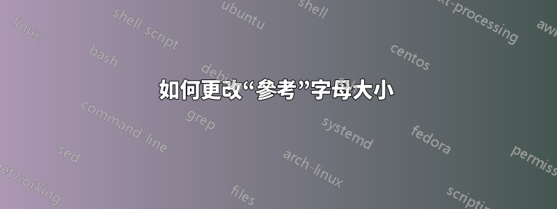 如何更改“參考”字母大小