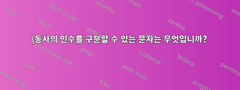 \동사의 인수를 구분할 수 있는 문자는 무엇입니까?