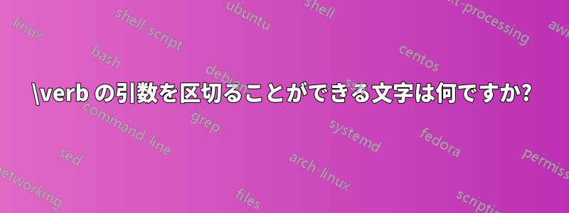 \verb の引数を区切ることができる文字は何ですか?