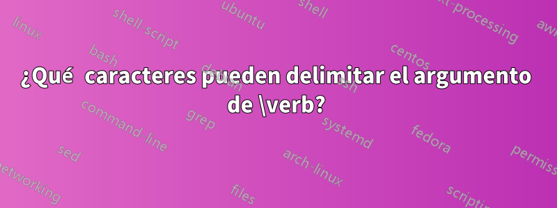 ¿Qué caracteres pueden delimitar el argumento de \verb?