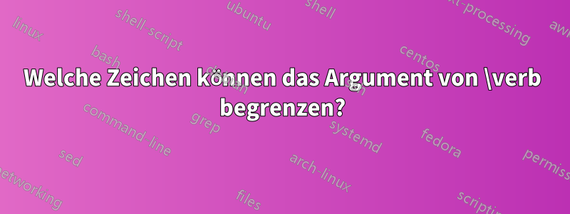 Welche Zeichen können das Argument von \verb begrenzen?