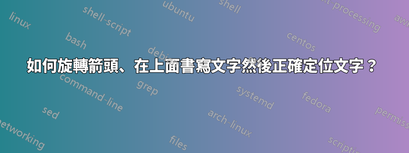 如何旋轉箭頭、在上面書寫文字然後正確定位文字？