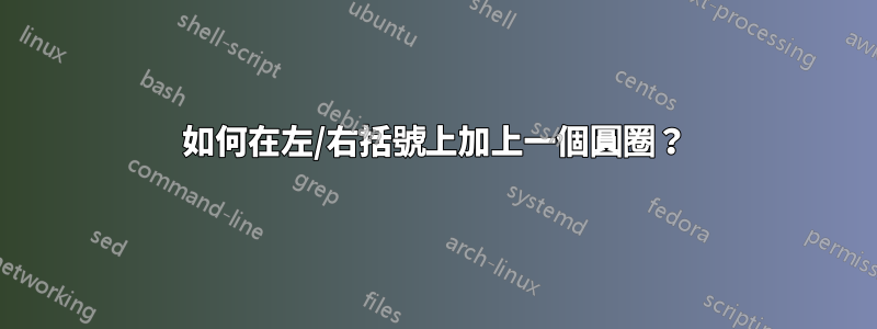 如何在左/右括號上加上一個圓圈？