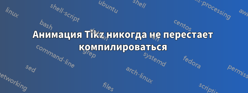 Анимация Tikz никогда не перестает компилироваться