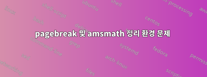 pagebreak 및 amsmath 정리 환경 문제