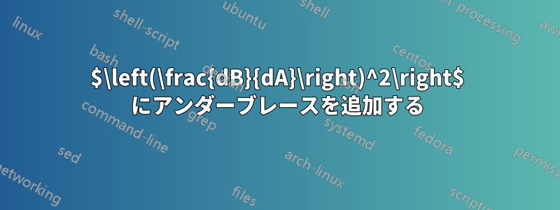 $\left(\frac{dB}{dA}\right)^2\right$ にアンダーブレースを追加する