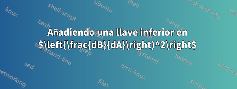 Añadiendo una llave inferior en $\left(\frac{dB}{dA}\right)^2\right$