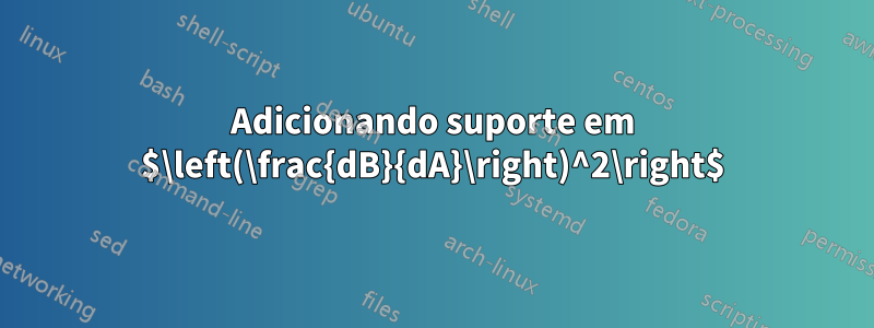 Adicionando suporte em $\left(\frac{dB}{dA}\right)^2\right$