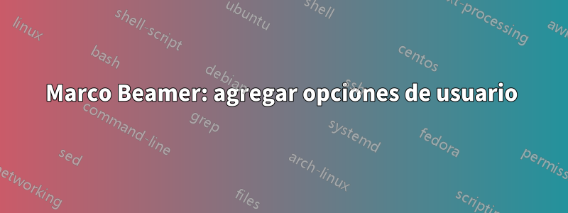 Marco Beamer: agregar opciones de usuario