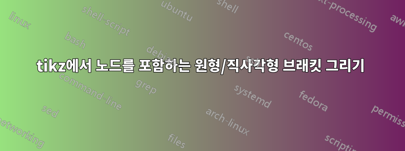 tikz에서 노드를 포함하는 원형/직사각형 브래킷 그리기