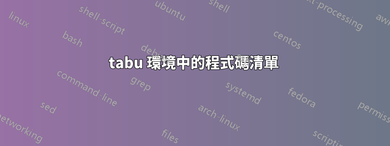 tabu 環境中的程式碼清單