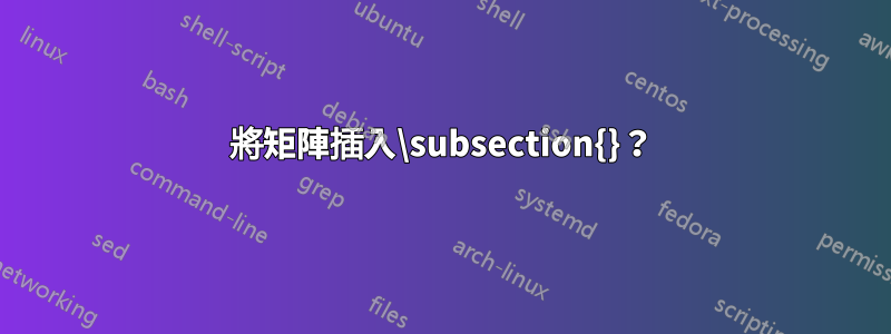 將矩陣插入\subsection{}？