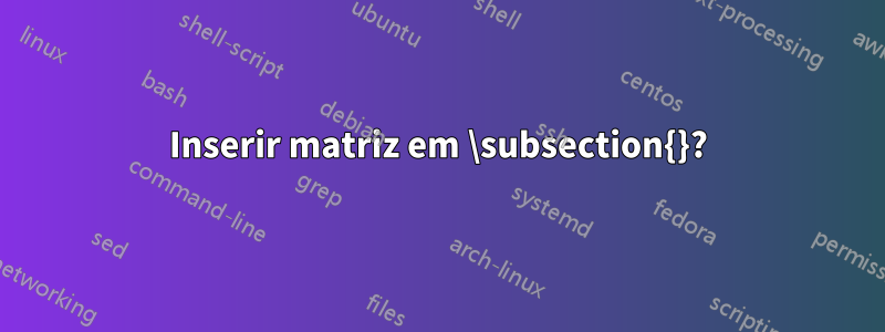 Inserir matriz em \subsection{}?