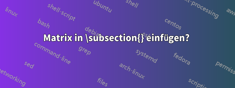 Matrix in \subsection{} einfügen?