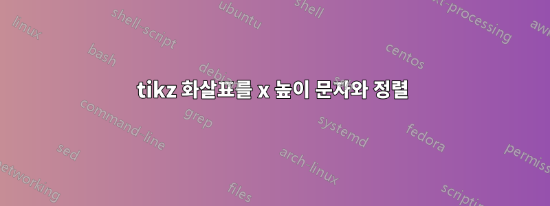 tikz 화살표를 x 높이 문자와 정렬