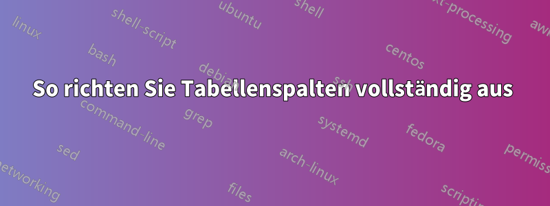 So richten Sie Tabellenspalten vollständig aus