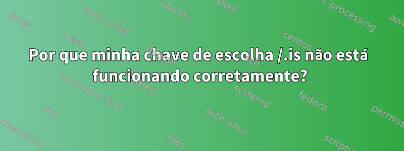 Por que minha chave de escolha /.is não está funcionando corretamente?