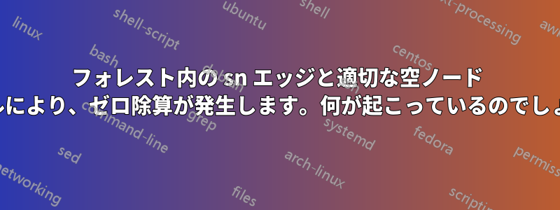 フォレスト内の sn エッジと適切な空ノード スタイルにより、ゼロ除算が発生します。何が起こっているのでしょうか。