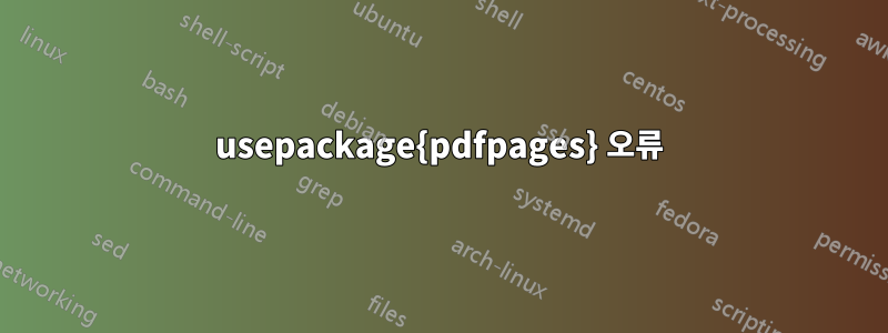 usepackage{pdfpages} 오류