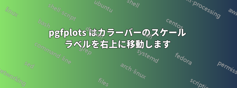 pgfplots はカラーバーのスケール ラベルを右上に移動します