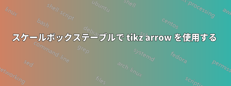 スケールボックステーブルで tikz arrow を使用する