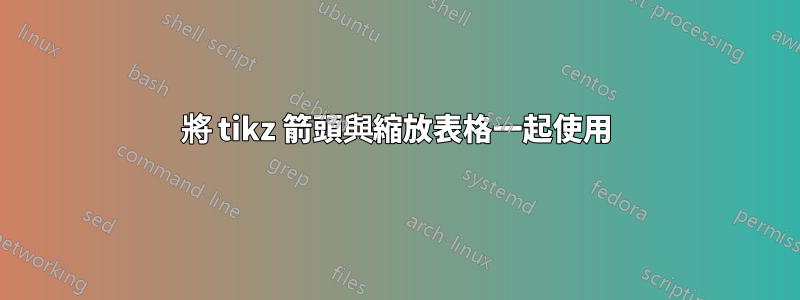 將 tikz 箭頭與縮放表格一起使用