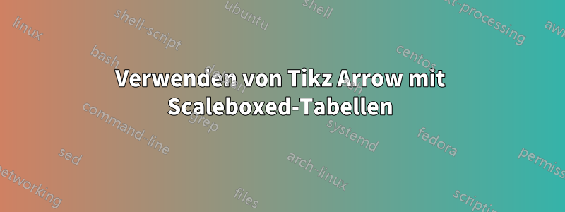 Verwenden von Tikz Arrow mit Scaleboxed-Tabellen